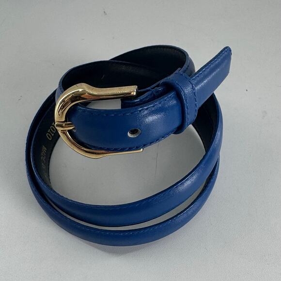 Vintage 1980s Blue Women’s Leather Skinny Size Large Taiwan Size 34 - Picture 7 of 7